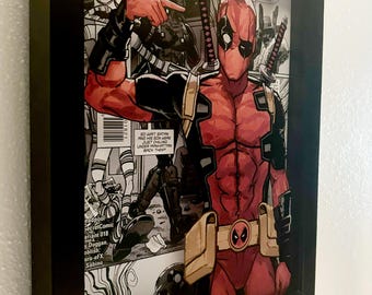 Deadpool Comic Shadow Box | UV Printed Wall Art | 8x10 Collector Display