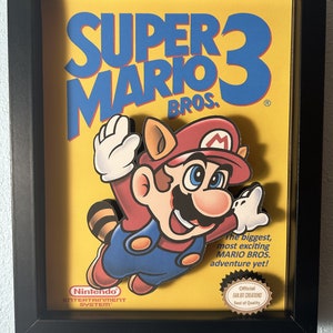 Super Mario 3 Box Art 3D Shadow Box, 8x10, Handmade Retro Game Art