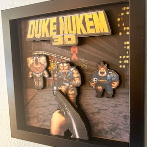 Duke Nukem 3D Shadow Box, 8x8 Classic Video Game Art