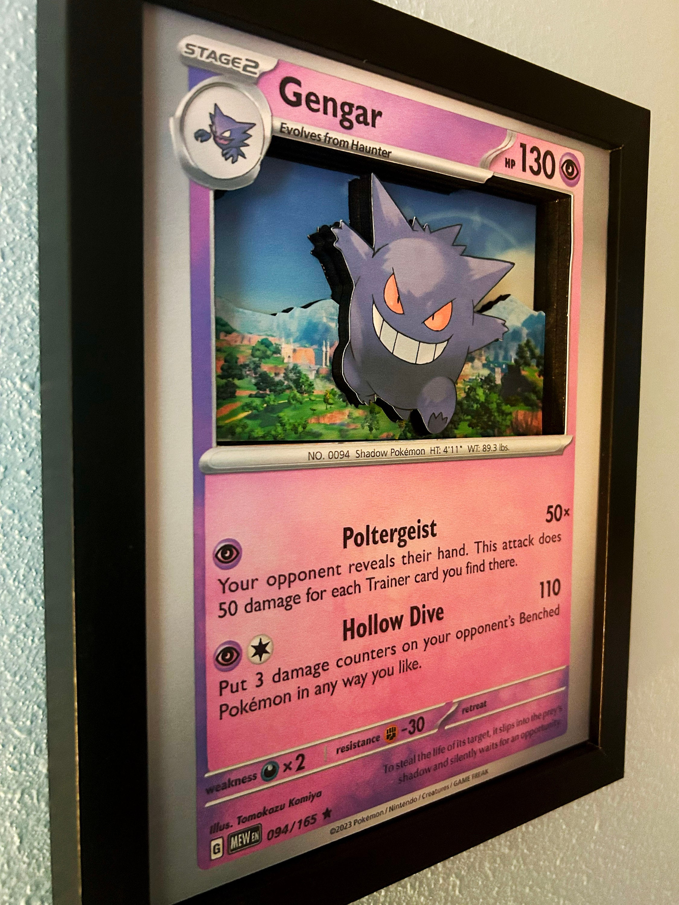 カード・フォト・ブロマイド Gengar Pokemon Mini Card Collection Gengar 3D Pokémon Card Shadow Box, 8x10, Alternative Design - Etsy