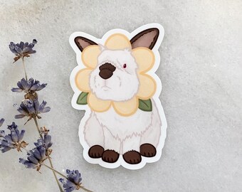 Floral Bunny Sticker | Waterproof Vinyl Decal | Rabbit Art | Gift for Bunny Lovers