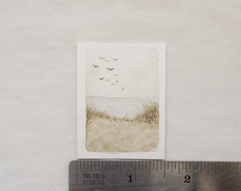 Mini Painting Watercolour Beach Painting *ORIGINAL PAINTING*