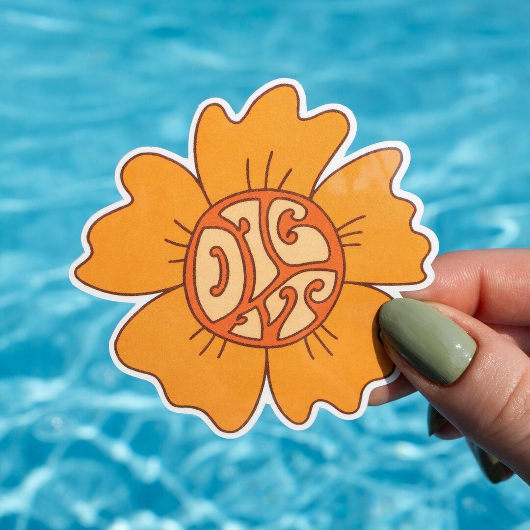 Groovy Flower Sticker | Hippie Sticker | 70s Floral Sticker - Etsy
