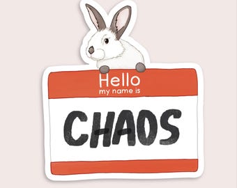 Chaos Bunny Sticker | Gift for Bunny Lovers | Funny Rabbit Laptop Decal