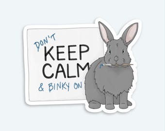 Binky Bunny Sticker | Funny Rabbit Vinyl Decal | Gift for Bunny Lovers