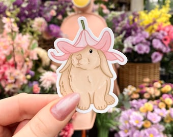 Flower Bunny Sticker | Spring Rabbit Decal | Gift for Bunny Lovers