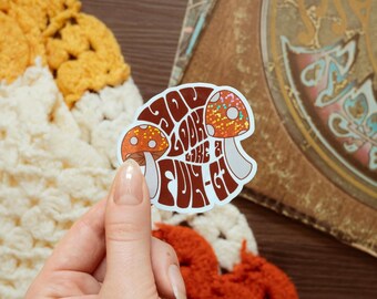 Retro Mushroom Sticker | Glitter Sticker | 70s Cottagecore Sticker