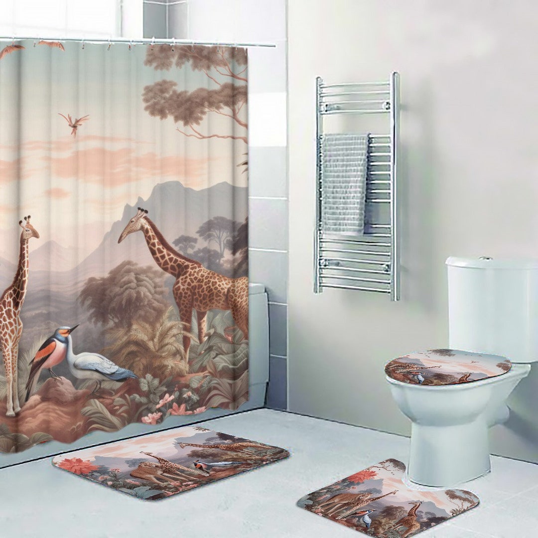 Fourpiece Bathroom Set Giraffes Etsy