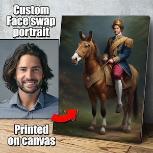 Funny King Face Swap Portraits of Your Portrait - Personalized Royal Portraits from Your Photo - Funny King Face Swap Canvas Prints
