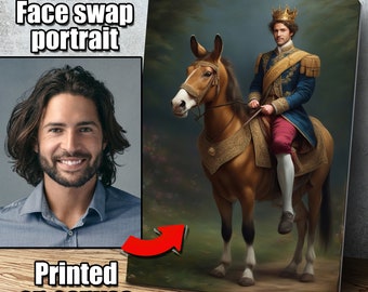 Funny King Face Swap Portraits of Your Portrait - Personalized Royal Portraits from Your Photo - Funny King Face Swap Canvas Prints