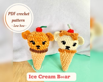 Ice Cream Bear Crochet Pattern, Build your toy! (Digital PDF)