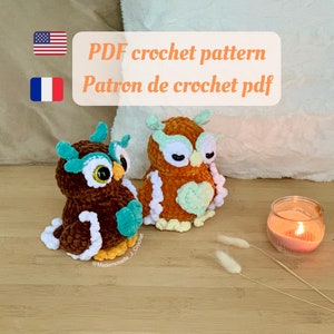 Owl Crochet Pattern, Owl Amigurumi Pattern, Crochet bird, Stuffed animal doll, English/French PDF Downloads