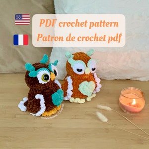 Owl Crochet Pattern: Amigurumi Stuffed Animal (English/French PDF)
