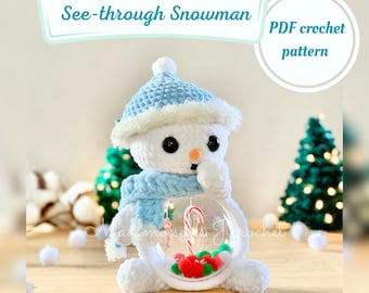 See-Through Snowman crochet pattern - Christmas snow globe ornament pattern (Digital PDF)