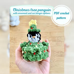 Christmas Tree Penguin Crochet Low Sew Pattern, Plush Amigurumi (Digital PDF)