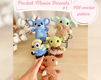 Pack of 5 Pocket Movie Friends Crochet Patterns (Digital PDF)