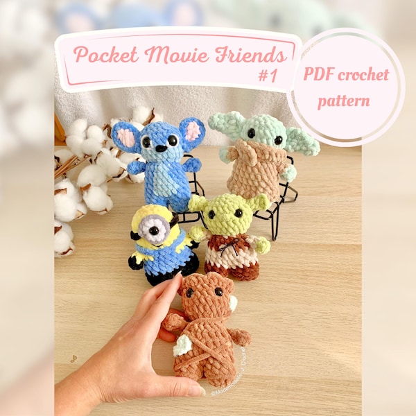 Pack of 5 Pocket Movie Friends Crochet Patterns (Digital PDF)