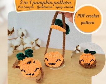 3-in-1 Crochet Pumpkin Pattern: Low Sew Halloween Decorations (Digital PDF)