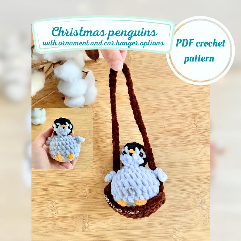 Crochet pattern to make a penguin. This is a classic penguin, no sew pattern, designed by Mademoiselle J crochet.