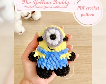 Pocket Movie Friend Low Sew Crochet Pattern: Yellow Buddy Amigurumi (Digital PDF)