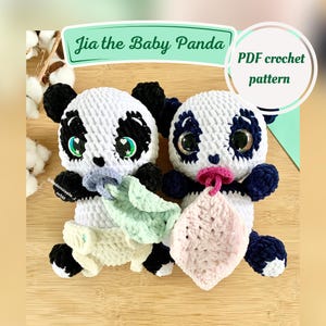 Baby Panda Crochet Pattern, Amigurumi Panda Pattern, Crochet Panda with baby accessories, Crochet instructions, English PDF Digital file