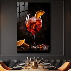 Tempered Glass Cafe Wall Decor, Cocktail Drink Wall Art, Drink Print Wall Decor, Kitchen Large Wall Art, Kitchen Wall Art, Modern Home Decor