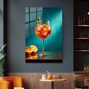 Kitchen Wall Decor, Tempered Glass Wall Art, Cafe Wall Decor, Wall Art for Restaurant, Cocktail Drink Wall Art, Men Cave Wall Art