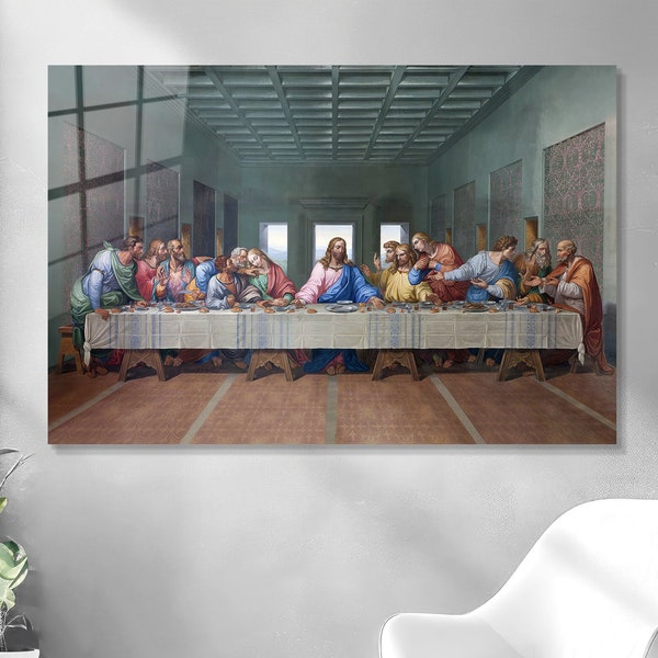 The Last Supper, Tempered Glass Wall Art, Renaissance Famous Painting Print, Leonardo Da Vinci Art, Remastered Clean, Perfect Gift Idea