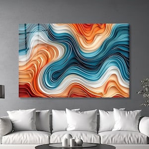 Grande décoration murale en verre colorée et colorée, Impression d'art quilling sur papier, Oeuvre d'art aux couleurs vives, Décoration de salon, Décoration murale contemporaine