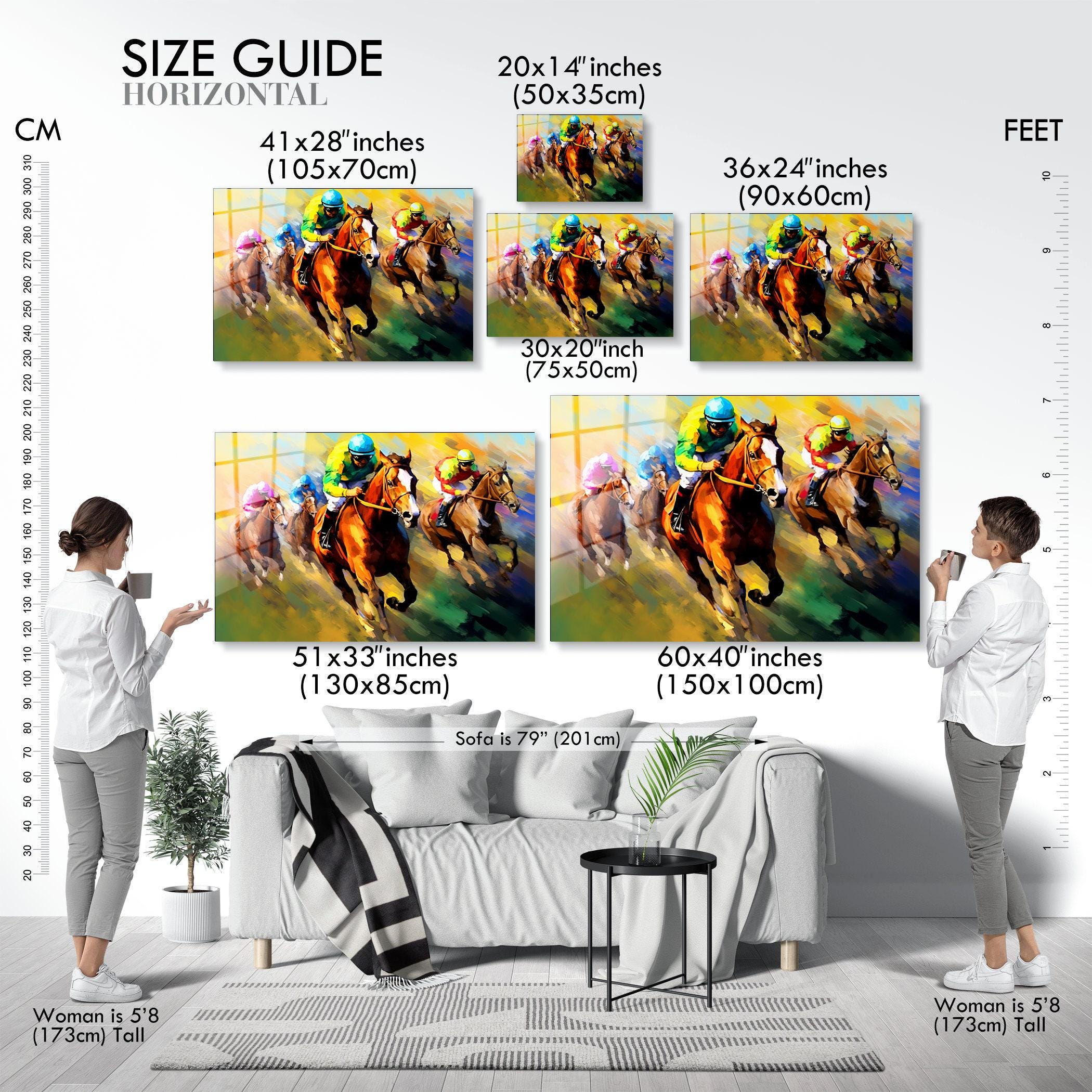 アート Tempered Glass Horse Racing Art, Oil Paint Effect Vibrant Print - Etsy