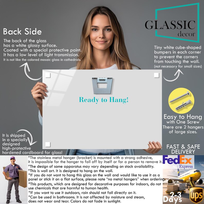 a woman holding a sign that says ready to hang