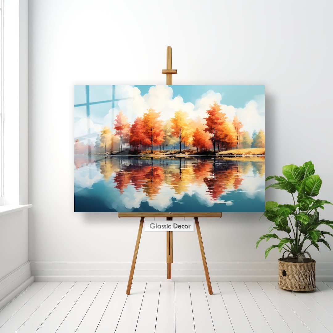 Watercolor Landscape Wall Art Nature Fall Painting Abstract Etsy