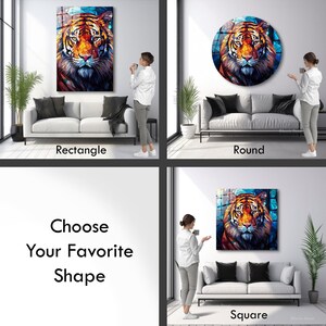Tiger Stained Glass Print, Tempered Glass Wall Art, Living Room Decor image 5