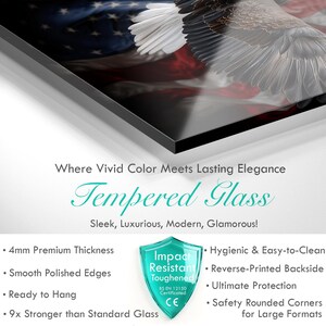 Tempered Glass American Eagle Wall Art: Patriotic US Flag Decor image 5