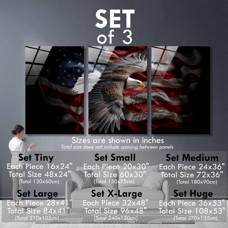 Tempered Glass American Eagle Wall Art: Patriotic US Flag Decor image 7