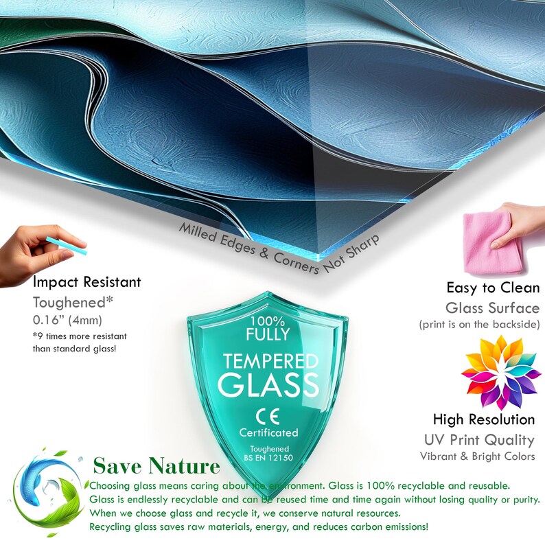 Large Colorful Glass Wall Decor, Living Room Wall Art, Tempered Glass