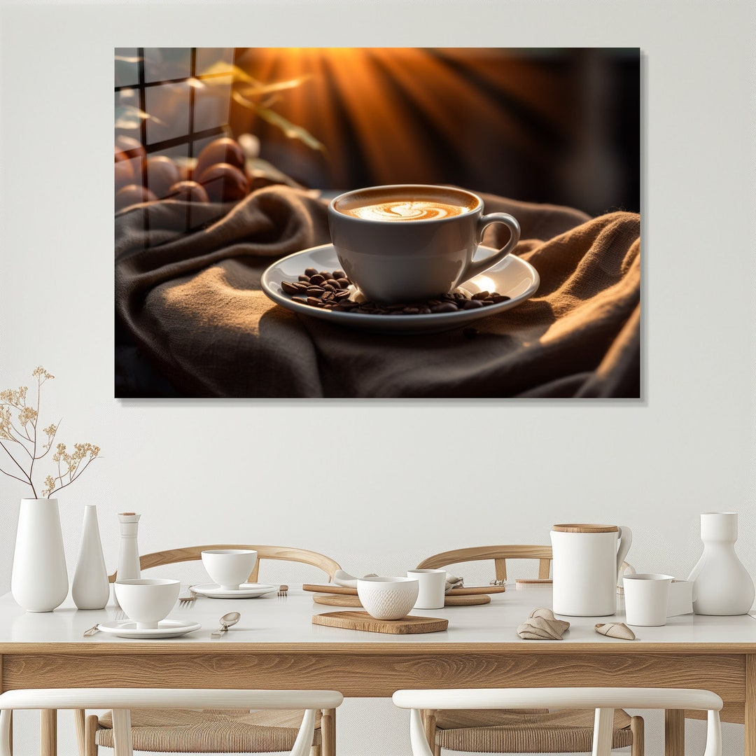 Coffee Wall Art, Cafe Decor, Kitchen Wall Decor, Tempered Glass