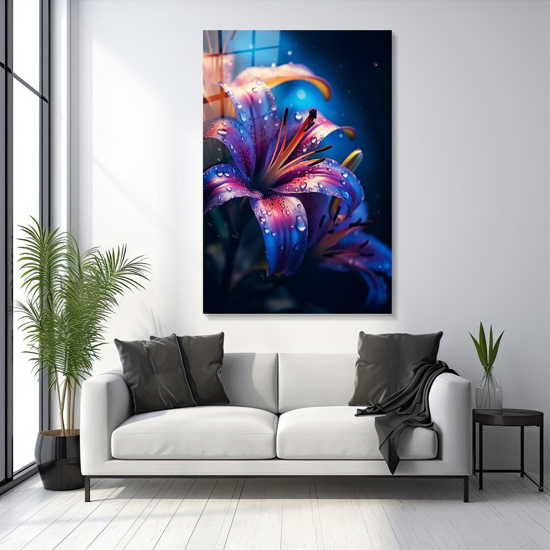 Lotus Flower Tempered Glass Wall Art, Modern Zen Decor - Etsy