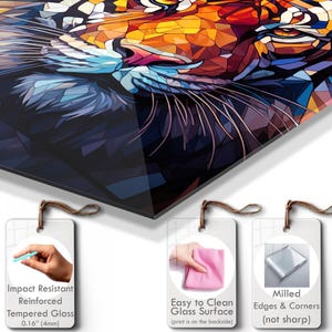 Tiger Stained Glass Print, Tempered Glass Wall Art, Living Room Decor image 7