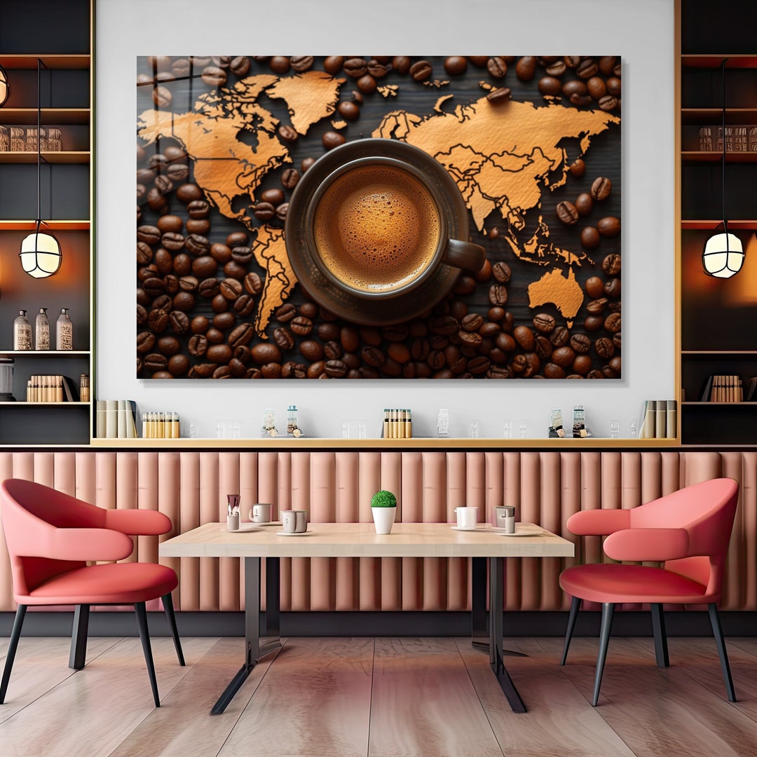 Coffee Wall Art, Cafe Decor, Kitchen Wall Decor, Tempered Glass