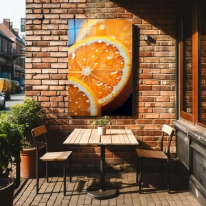 Orange Fruit Tempered Glass Wall Art, Kitchen Wall Decor, Frameless Fruit Hanging, Orange Fruit Poster, Dining Room Decor, Office Decor