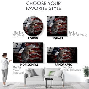 Tempered Glass American Eagle Wall Art: Patriotic US Flag Decor image 2