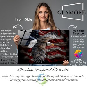 Tempered Glass American Eagle Wall Art: Patriotic US Flag Decor image 6