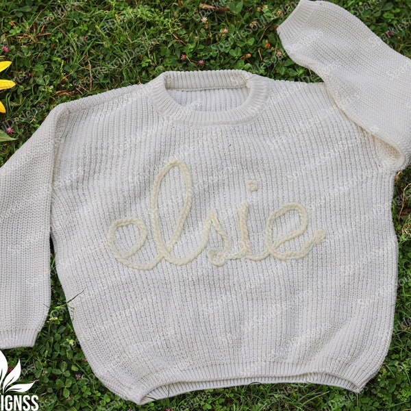 Baby Name Embroidered Sweater, Personalized Knitted New Baby Sweater, Comfort Colors Baby Sweatshirt with Name, Custom Toddler Birthday Gift