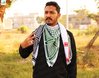 Keffiyeh palestino impreso tradicional, bufanda árabe Keffiyeh Palestina, bufanda vintage única de Arafat Hatta, árabe palestino y bufanda de bandera