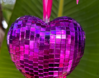 Disco Heart Ornament | Painted Ombré