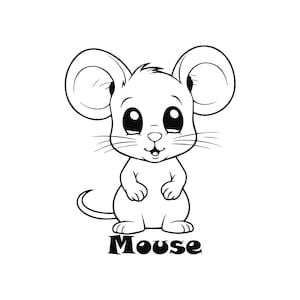 Cute Mouse SVG & Pet Animals - Doodle Cute Mouse PNG, Mouse Coloring Book page SVG for Kids, Cricut Files - Yasnarts Kid Activity