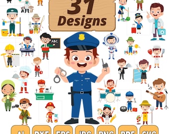 Occupation Kids Clipart: 31 Professions SVG Bundle