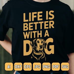 Das Leben ist besser mit einem Hund, Hundeliebhaber Grafikdesign, Labrador Illustration, Haustierbesitzer Zitat, Tierbegleiter SVG, goldene Haustier Kunst