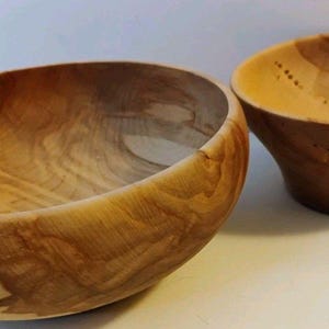Hand Turned Alaskan Birch Wood Bowl Lot 7.5" & 5.5" Signed DH Art Woodturning